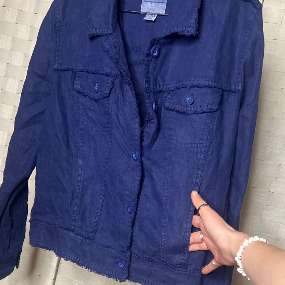 Tommy Bahama Navy Blue Button-Front Jean Jacket XL - Picture 5 of 14